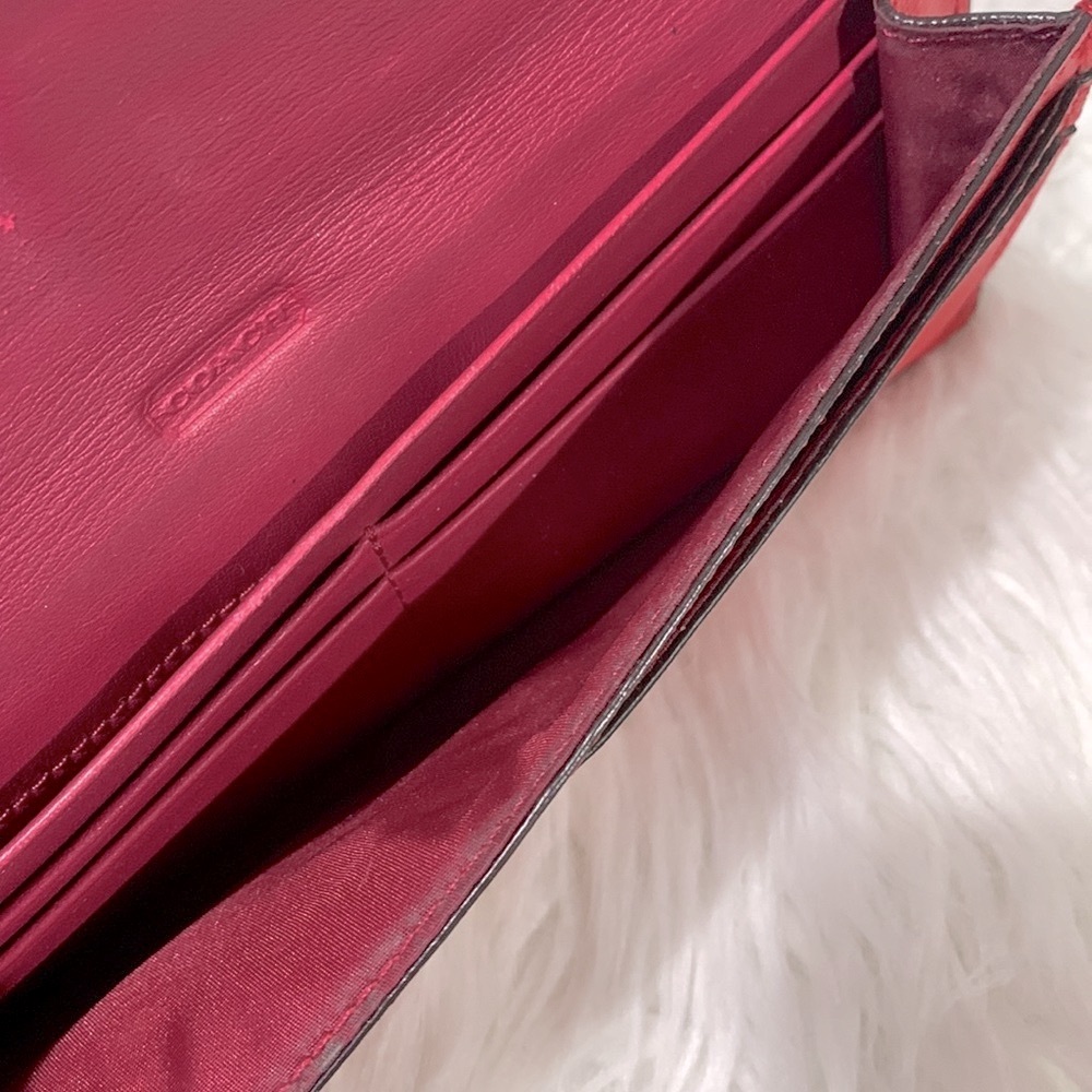 COACH color block long line wallet snap closure card compartments leather - Picture 9 of 12